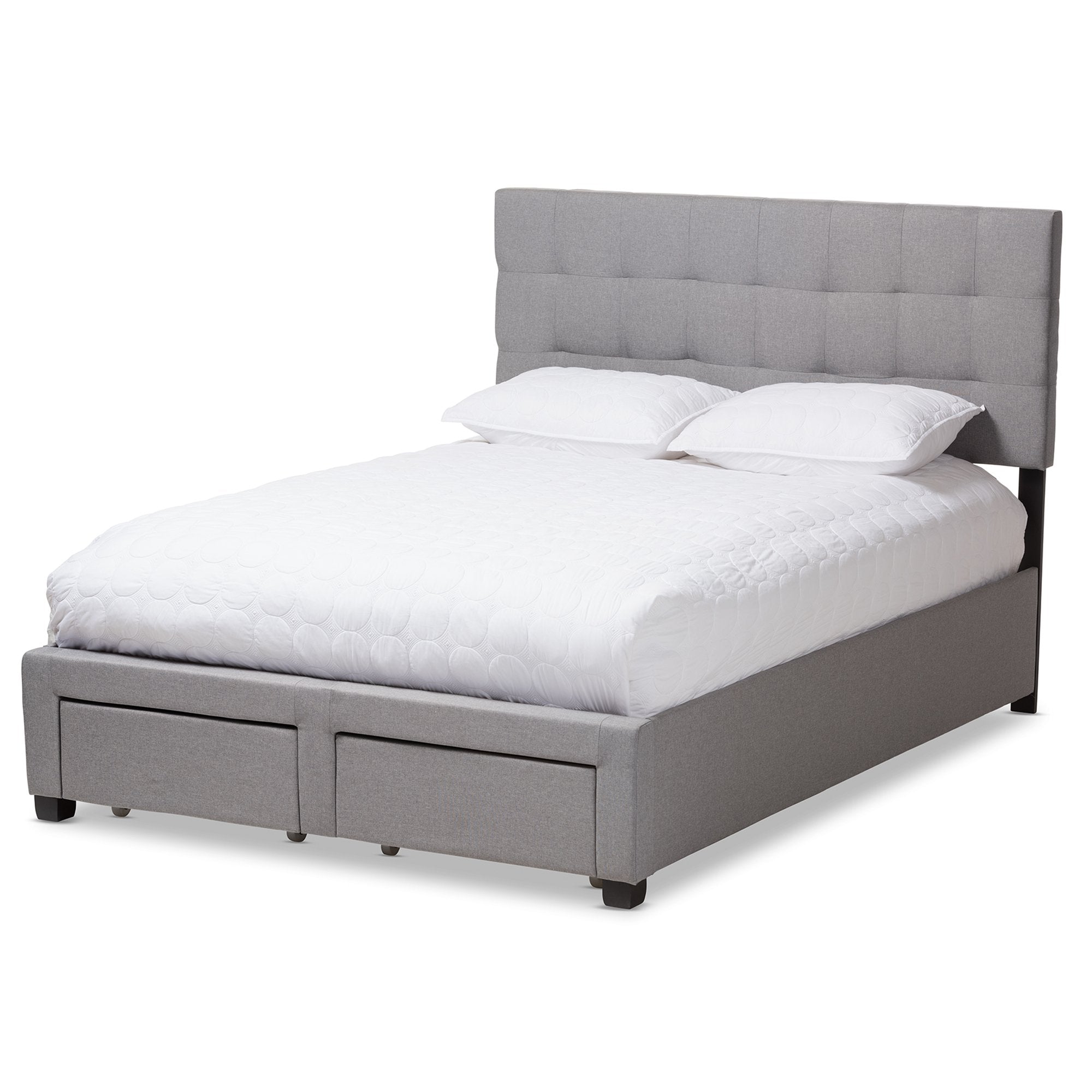 Baxton Studio Tibault Modern and Contemporary Grey Fabric Upholstered Queen Size Storage Bed