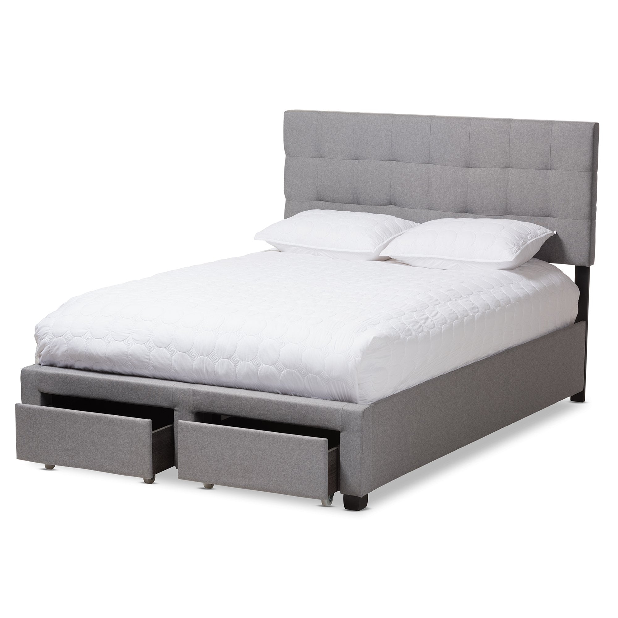 Baxton Studio Tibault Modern and Contemporary Grey Fabric Upholstered Queen Size Storage Bed