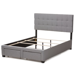 Baxton Studio Tibault Modern and Contemporary Grey Fabric Upholstered King Size Storage Bed