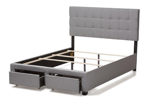 Baxton Studio Tibault Modern and Contemporary Grey Fabric Upholstered Queen Size Storage Bed