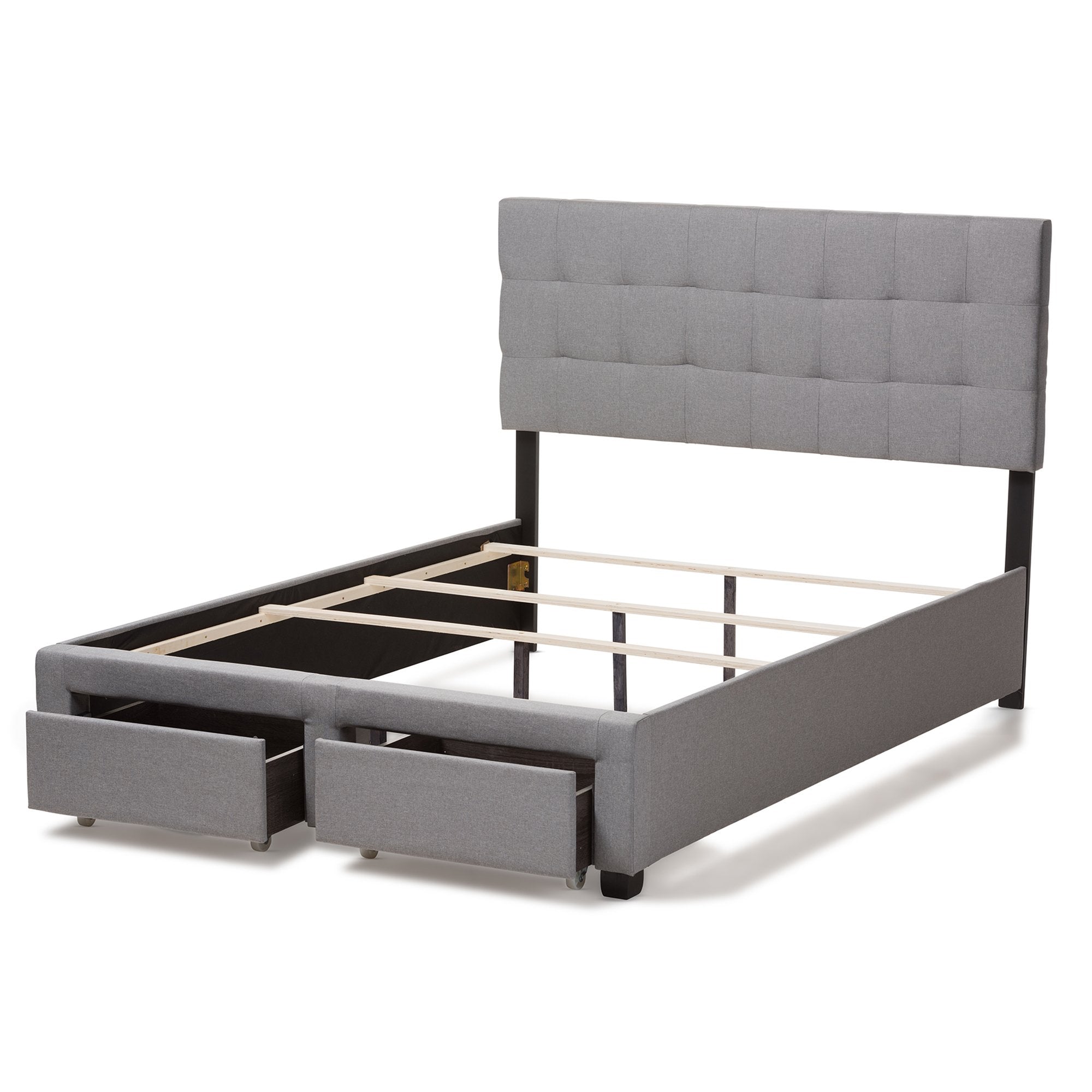 Baxton Studio Tibault Modern and Contemporary Grey Fabric Upholstered King Size Storage Bed