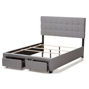 Baxton Studio Tibault Modern and Contemporary Grey Fabric Upholstered Queen Size Storage Bed