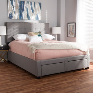 Baxton Studio Tibault Modern and Contemporary Grey Fabric Upholstered King Size Storage Bed