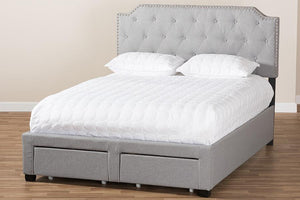 Baxton Studio Aubrianne Modern and Contemporary Grey Fabric Upholstered Queen Storage Bed