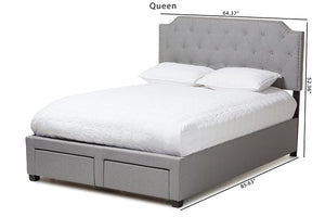 Baxton Studio Aubrianne Modern and Contemporary Grey Fabric Upholstered King Size Storage Bed