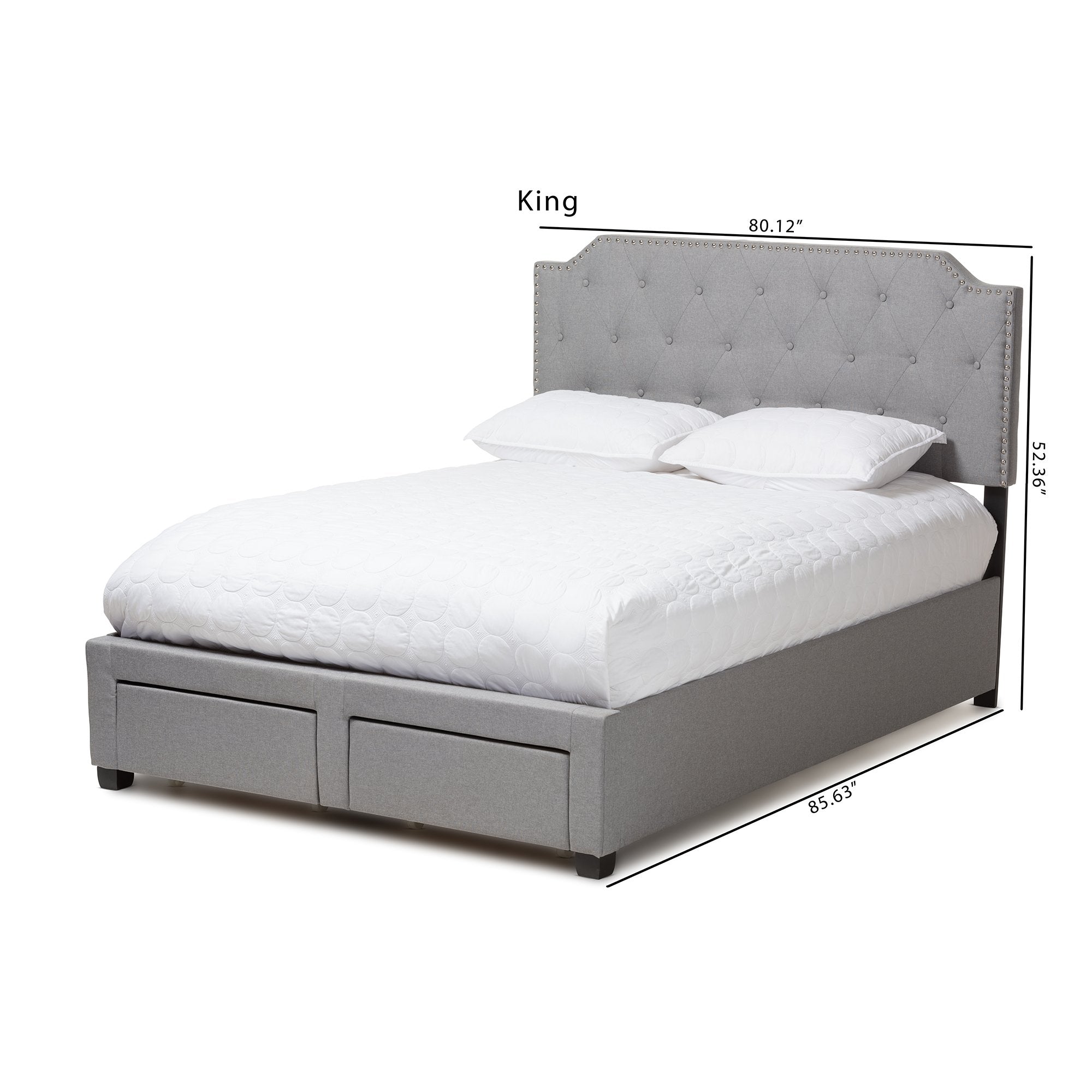 Baxton Studio Aubrianne Modern and Contemporary Grey Fabric Upholstered Queen Storage Bed