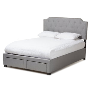 Baxton Studio Aubrianne Modern and Contemporary Grey Fabric Upholstered King Size Storage Bed