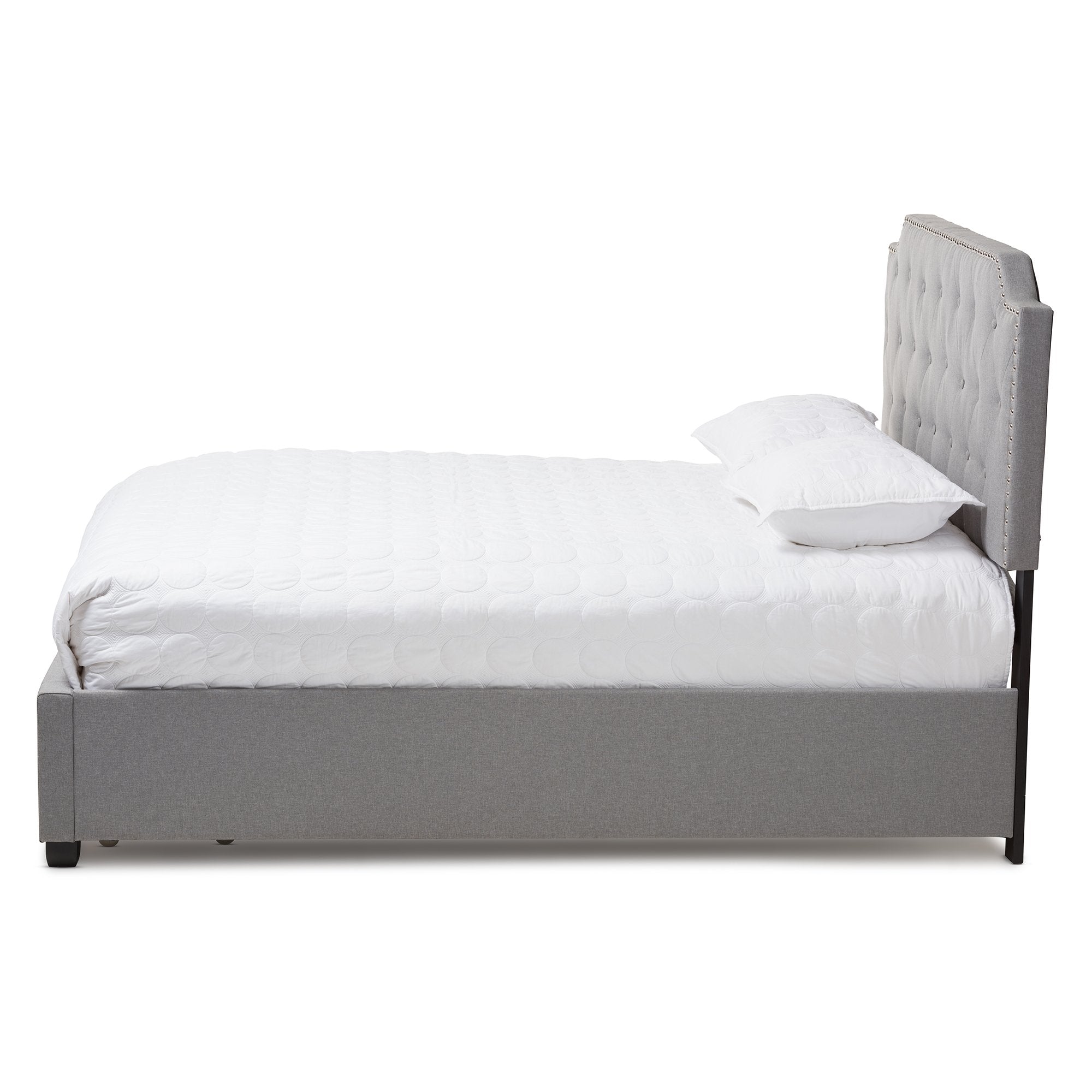 Baxton Studio Aubrianne Modern and Contemporary Grey Fabric Upholstered Queen Storage Bed