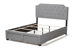 Baxton Studio Aubrianne Modern and Contemporary Grey Fabric Upholstered King Size Storage Bed