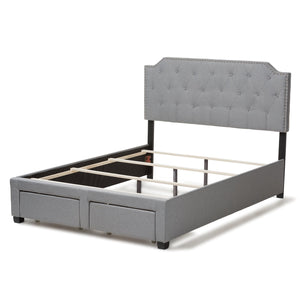 Baxton Studio Aubrianne Modern and Contemporary Grey Fabric Upholstered Queen Storage Bed