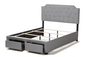 Baxton Studio Aubrianne Modern and Contemporary Grey Fabric Upholstered Queen Storage Bed