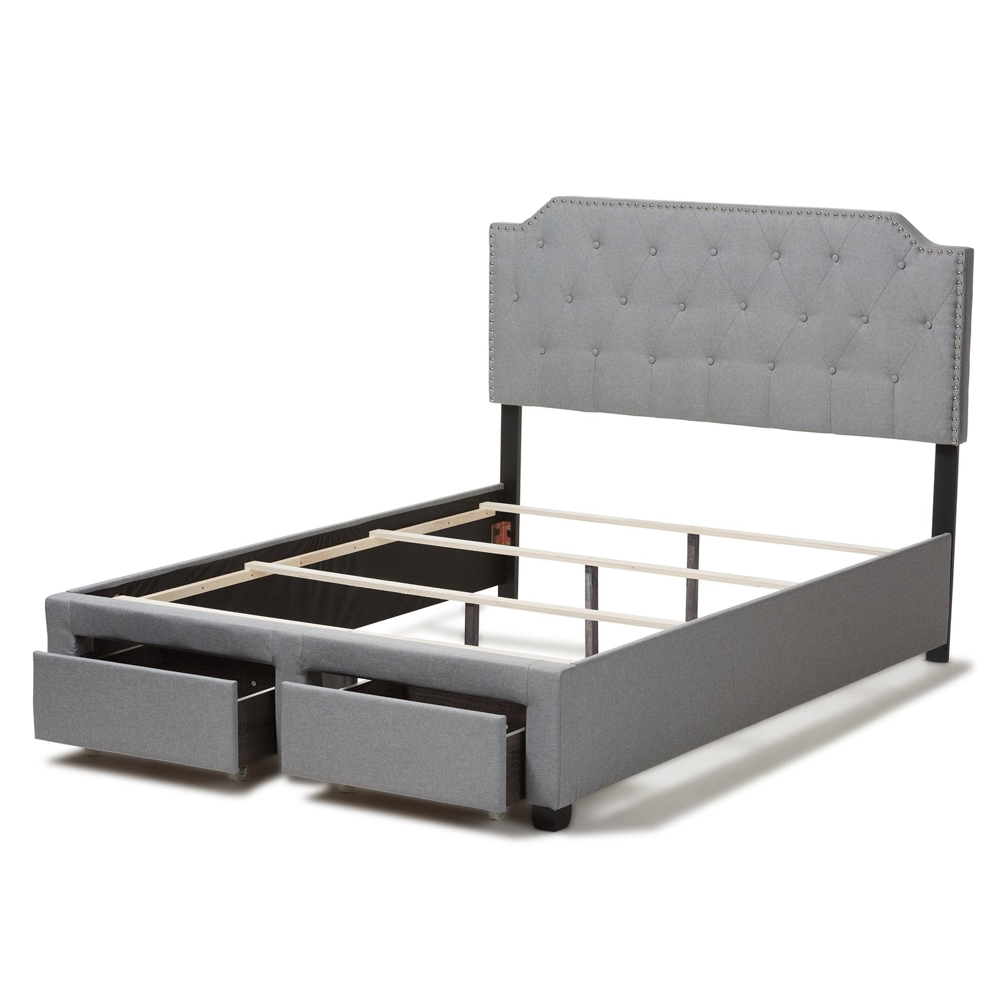 Baxton Studio Aubrianne Modern and Contemporary Grey Fabric Upholstered King Size Storage Bed