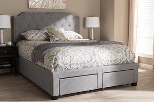 Baxton Studio Aubrianne Modern and Contemporary Grey Fabric Upholstered Queen Storage Bed