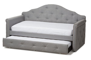 Baxton Studio Emilie Modern and Contemporary Grey Fabric Upholstered Daybed with Trundle