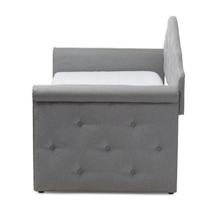 Baxton Studio Emilie Modern and Contemporary Grey Fabric Upholstered Daybed with Trundle