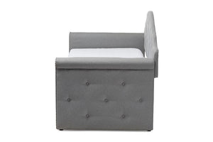 Baxton Studio Emilie Modern and Contemporary Grey Fabric Upholstered Daybed with Trundle