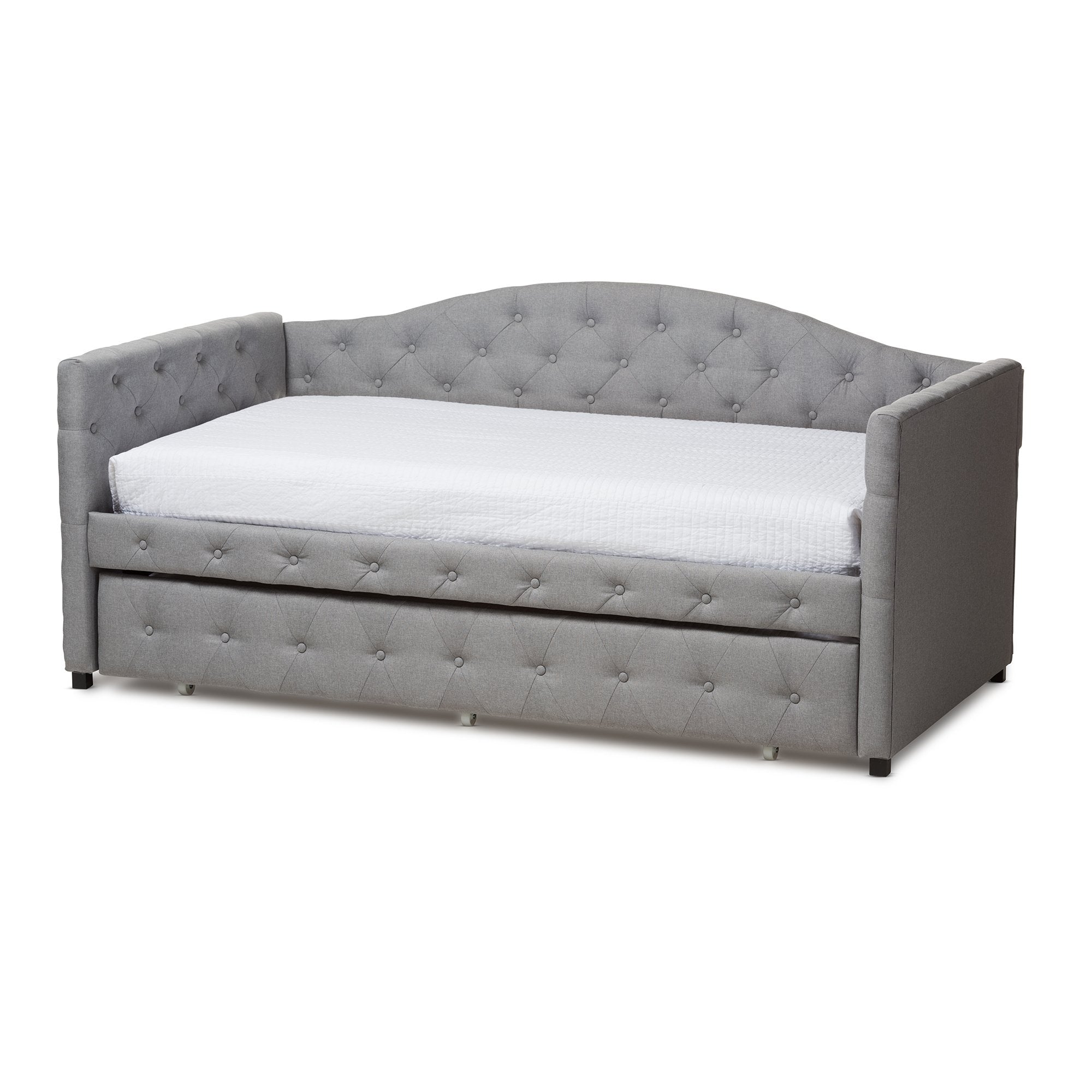 Baxton Studio Gwendolyn Modern and Contemporary Grey Fabric Upholstered Daybed with Trundle