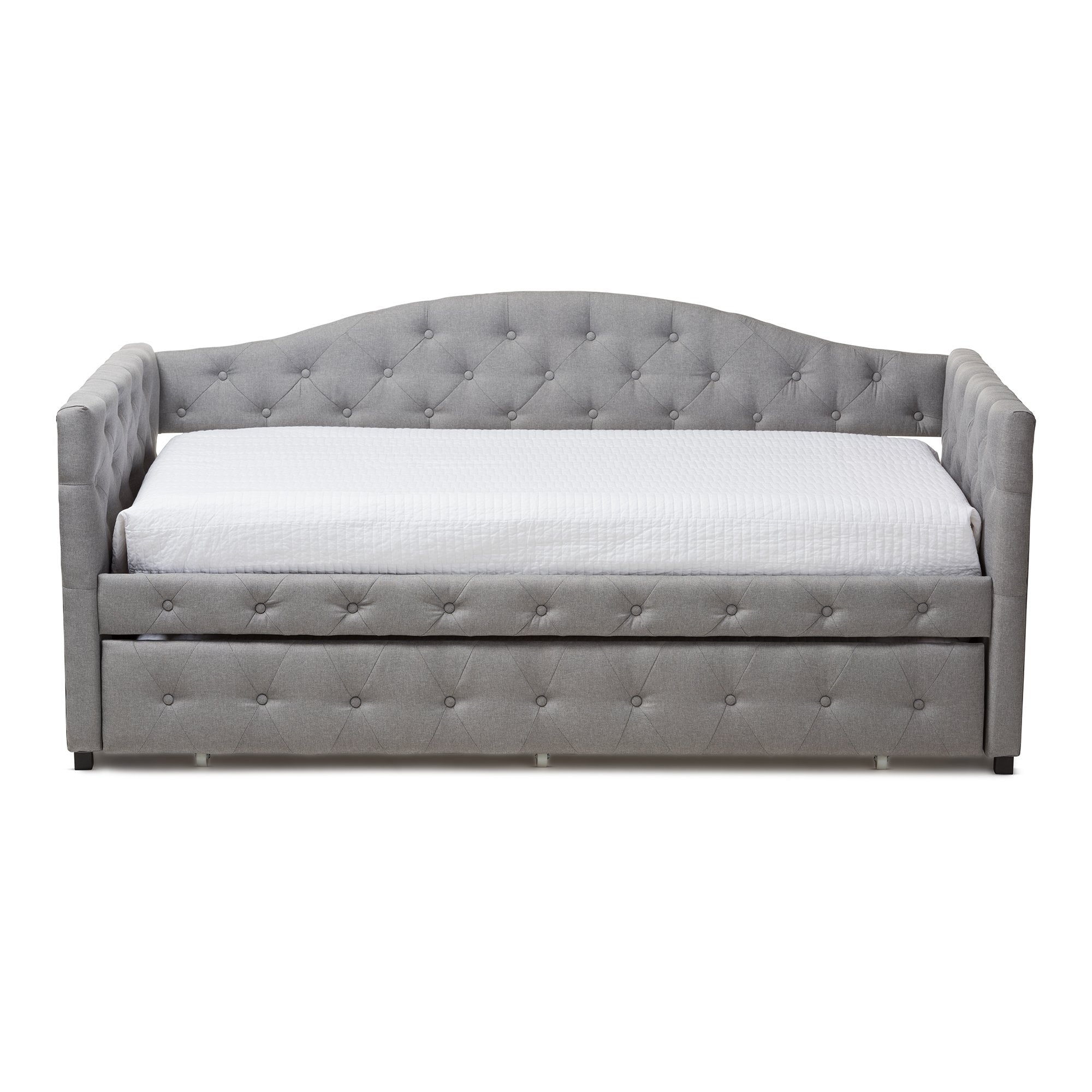 Baxton Studio Gwendolyn Modern and Contemporary Grey Fabric Upholstered Daybed with Trundle