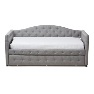 Baxton Studio Gwendolyn Modern and Contemporary Grey Fabric Upholstered Daybed with Trundle