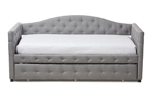 Baxton Studio Gwendolyn Modern and Contemporary Grey Fabric Upholstered Daybed with Trundle