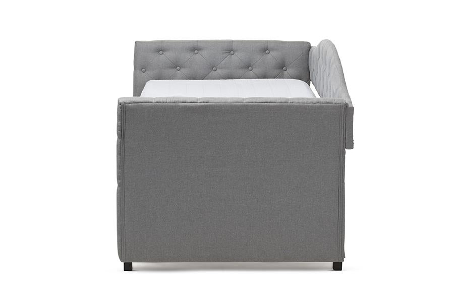 Baxton Studio Gwendolyn Modern and Contemporary Grey Fabric Upholstered Daybed with Trundle