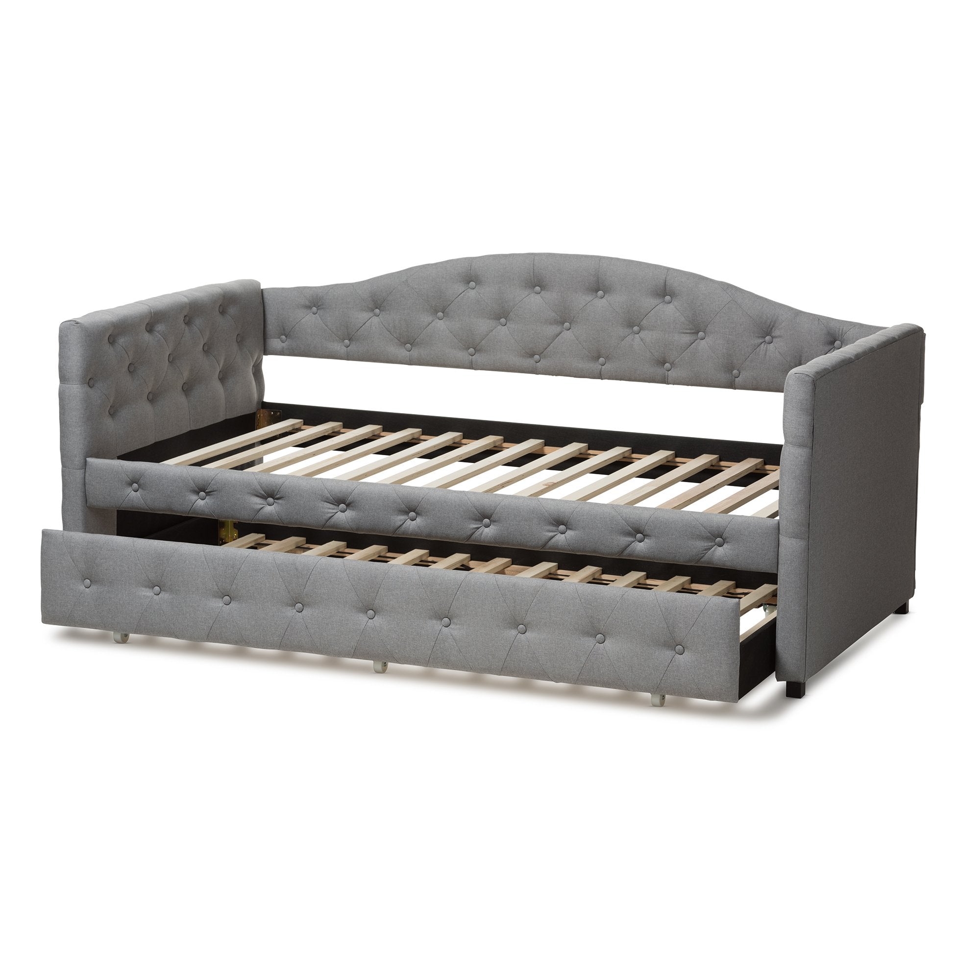 Baxton Studio Gwendolyn Modern and Contemporary Grey Fabric Upholstered Daybed with Trundle