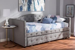 Baxton Studio Gwendolyn Modern and Contemporary Grey Fabric Upholstered Daybed with Trundle