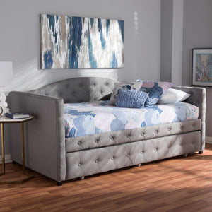 Baxton Studio Gwendolyn Modern and Contemporary Grey Fabric Upholstered Daybed with Trundle