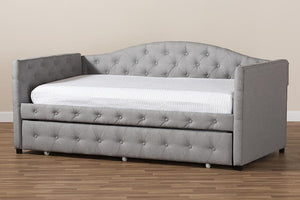 Baxton Studio Gwendolyn Modern and Contemporary Grey Fabric Upholstered Daybed with Trundle