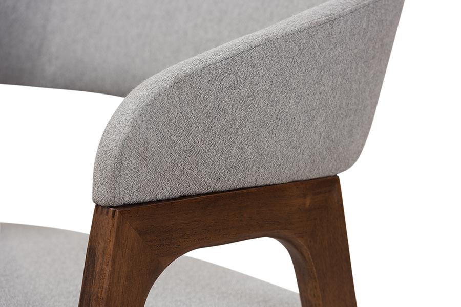 Baxton Studio Tory Mid-Century Modern Walnut Wood Light Grey Fabric Dining Chair (Set of 2)