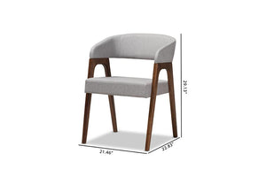 Baxton Studio Tory Mid-Century Modern Walnut Wood Light Grey Fabric Dining Chair (Set of 2)