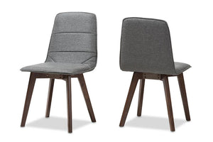 Baxton Studio Karalee Mid-Century Modern Dark Grey Fabric Upholstered Dining Chair (Set of 2)