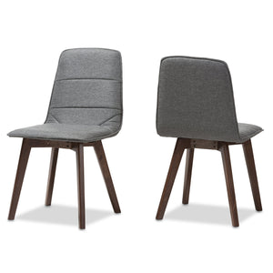 Baxton Studio Karalee Mid-Century Modern Dark Grey Fabric Upholstered Dining Chair (Set of 2)