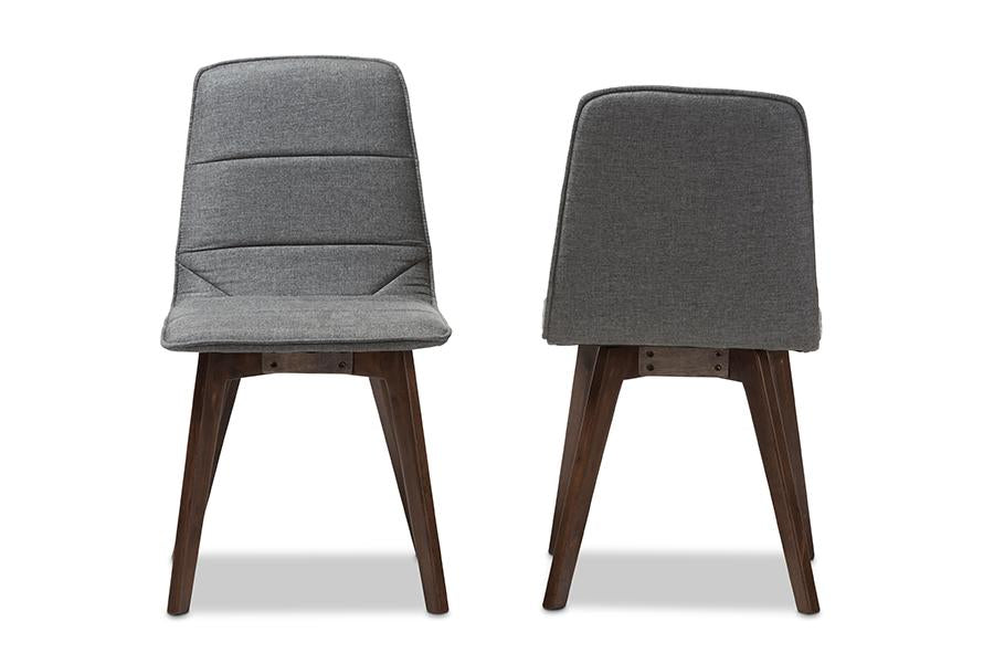 Baxton Studio Karalee Mid-Century Modern Dark Grey Fabric Upholstered Dining Chair (Set of 2)