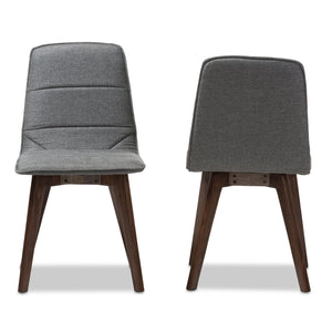 Baxton Studio Karalee Mid-Century Modern Dark Grey Fabric Upholstered Dining Chair (Set of 2)