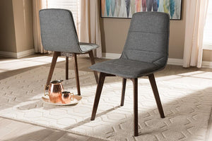 Baxton Studio Karalee Mid-Century Modern Dark Grey Fabric Upholstered Dining Chair (Set of 2)