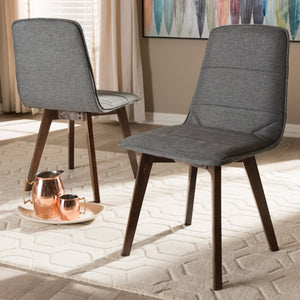 Baxton Studio Karalee Mid-Century Modern Dark Grey Fabric Upholstered Dining Chair (Set of 2)