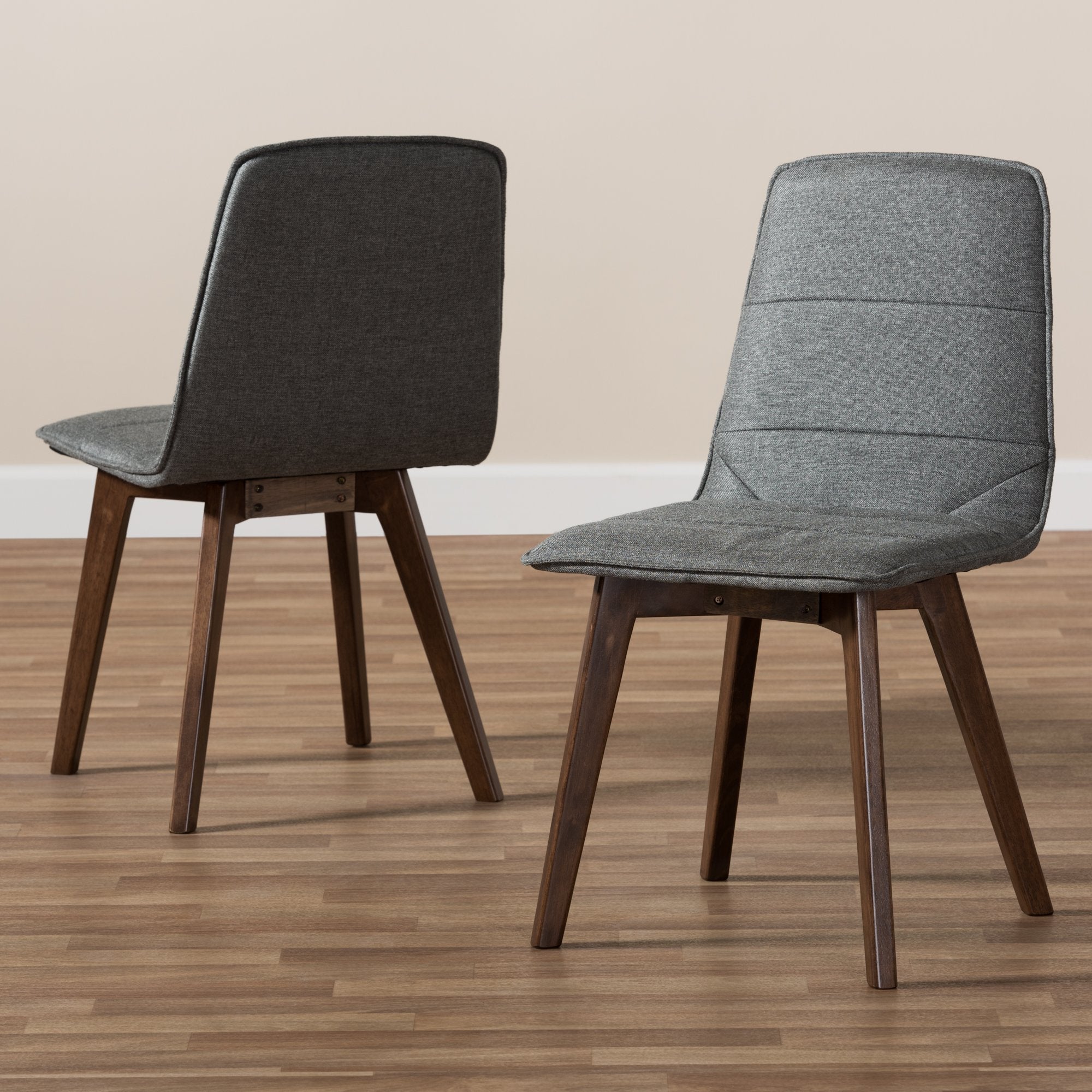 Baxton Studio Karalee Mid-Century Modern Dark Grey Fabric Upholstered Dining Chair (Set of 2)