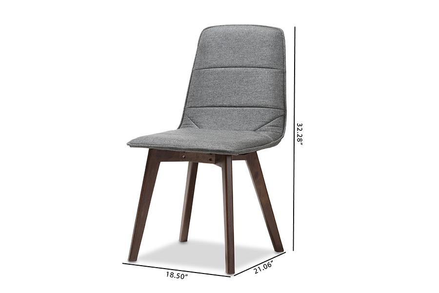 Baxton Studio Karalee Mid-Century Modern Dark Grey Fabric Upholstered Dining Chair (Set of 2)