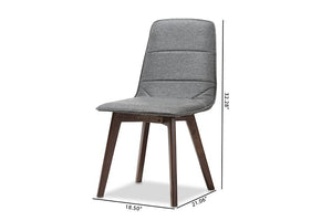 Baxton Studio Karalee Mid-Century Modern Dark Grey Fabric Upholstered Dining Chair (Set of 2)