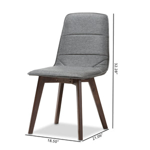 Baxton Studio Karalee Mid-Century Modern Dark Grey Fabric Upholstered Dining Chair (Set of 2)