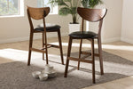 Baxton Studio Eline Mid-Century Modern Black Faux Leather Upholstered Walnut Finished Counter Stool (Set of 2)