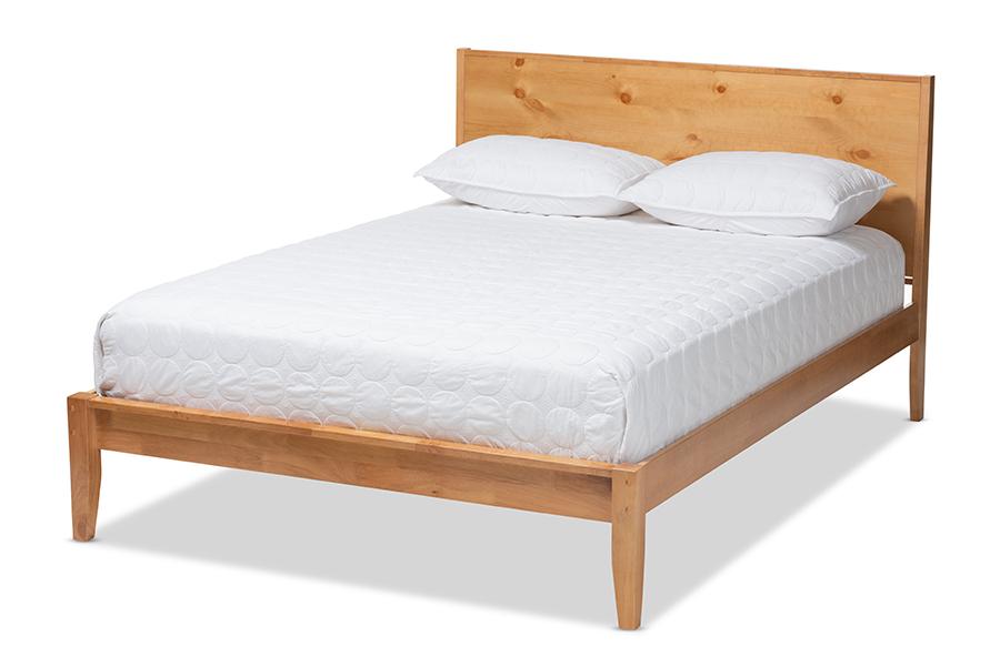 Baxton Studio Marana Modern and Rustic Natural Oak and Pine Finished Wood Full Size Platform Bed