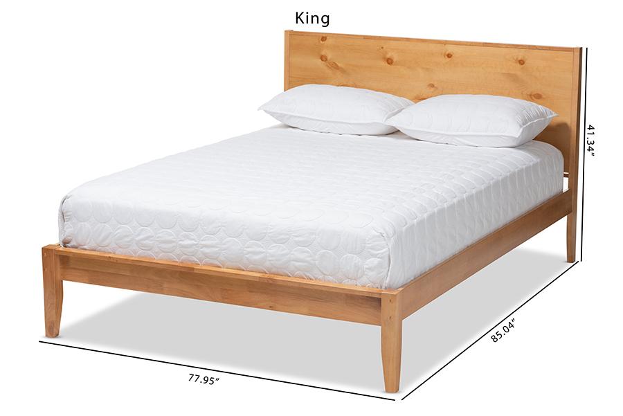 Baxton Studio Marana Modern and Rustic Natural Oak and Pine Finished Wood King Size Platform Bed