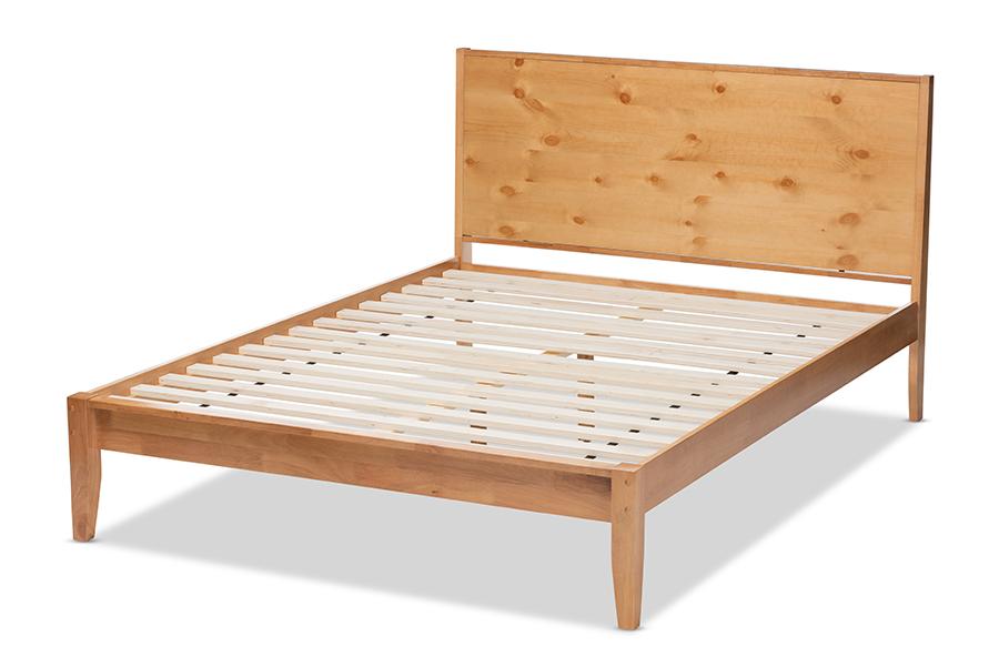 Baxton Studio Marana Modern and Rustic Natural Oak and Pine Finished Wood Full Size Platform Bed