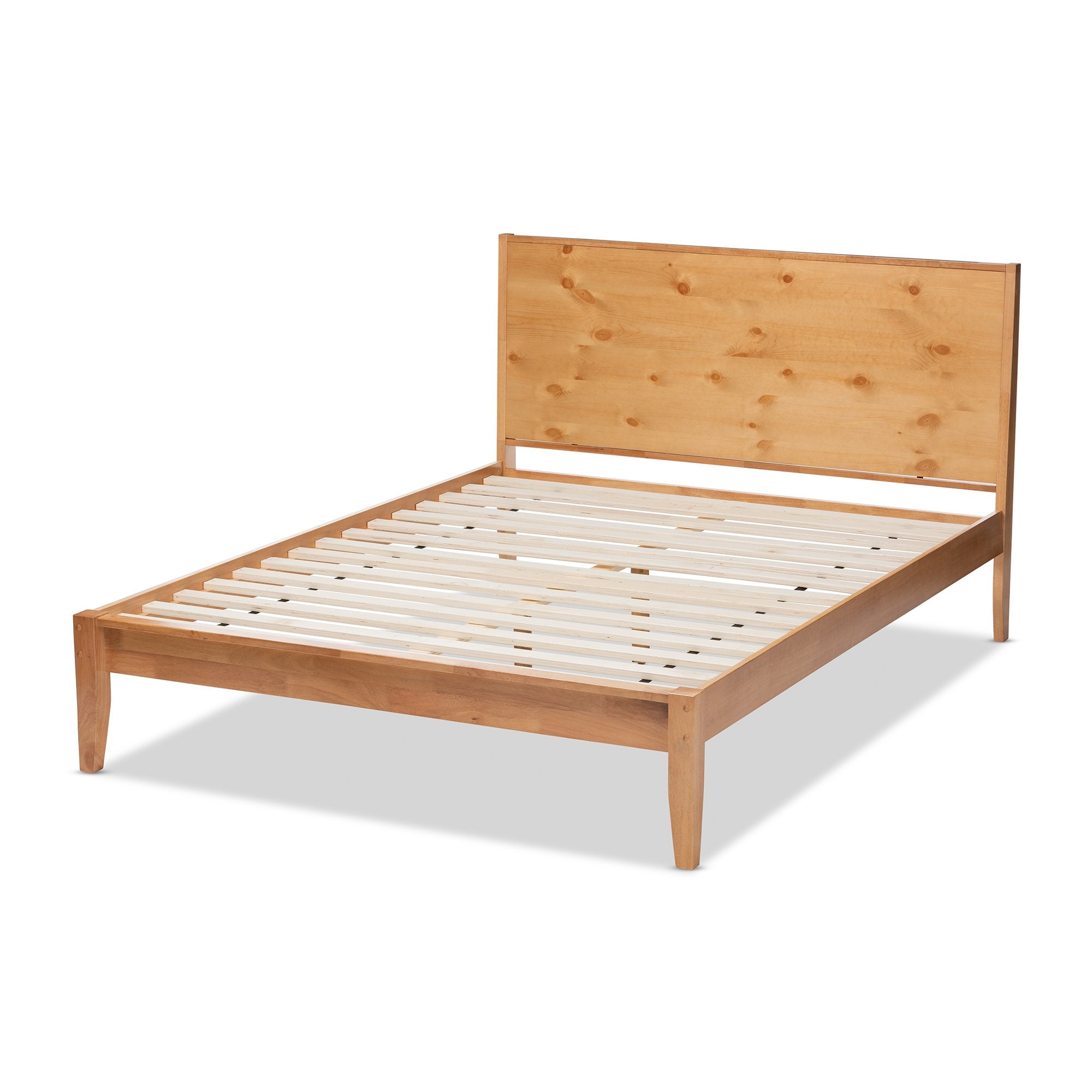 Baxton Studio Marana Modern and Rustic Natural Oak and Pine Finished Wood Queen Size Platform Bed