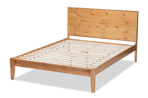 Baxton Studio Marana Modern and Rustic Natural Oak and Pine Finished Wood Queen Size Platform Bed