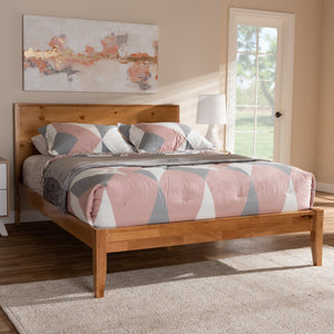 Baxton Studio Marana Modern and Rustic Natural Oak and Pine Finished Wood Full Size Platform Bed