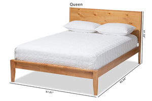 Baxton Studio Marana Modern and Rustic Natural Oak and Pine Finished Wood Queen Size Platform Bed