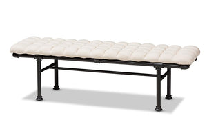 Baxton Studio Zelie Rustic and Industrial Light Beige Fabric Upholstered Bench